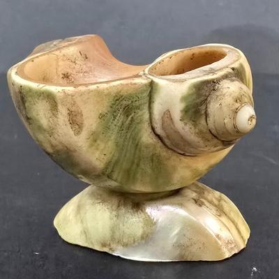 LOT 127: Vintage Alka Kaiser Porcelain Vase w/Embossed Design, Iridescent Shell Art Paperweight & Footed Seashell