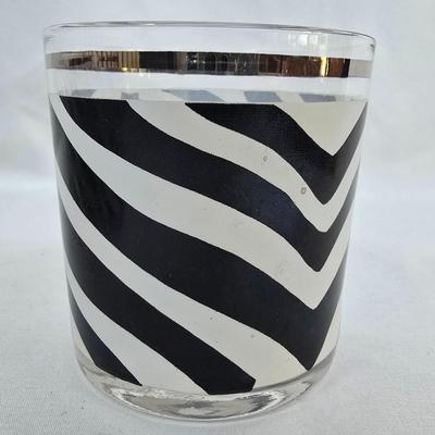 LOT 129: Pfaltzgraff Lazy Susan and MCM "Zebra" Print Glasses