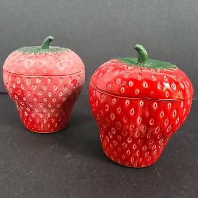 LOT 131: Vintage Fire King Cereal Bowls, Hazel Atlas Refrigerator Dish w/Lid, Hazel Atlas, Milk Glass Strawberries, Milk Glass Red Stripe...