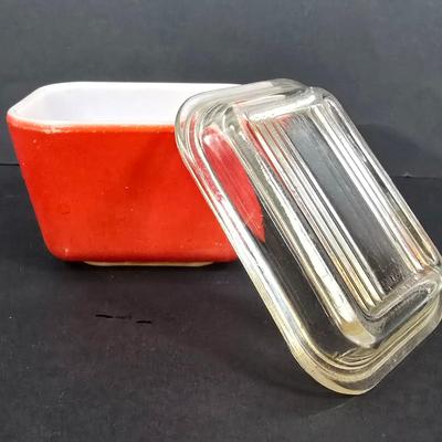LOT 131: Vintage Fire King Cereal Bowls, Hazel Atlas Refrigerator Dish w/Lid, Hazel Atlas, Milk Glass Strawberries, Milk Glass Red Stripe...