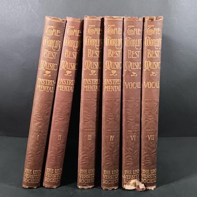 LOT 136: Early 20th Century University Society Inc. The World's Best Music Volumes 1-4 and Volumes 6-7 with Frances A. Gesner Book...