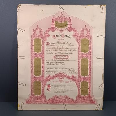 LOT 137: Antique German Marriage Certificate, Confirmation Certificate & More