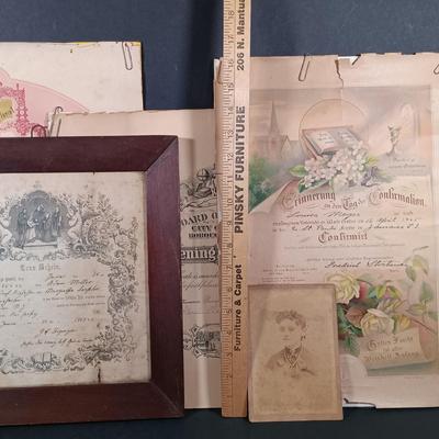 LOT 137: Antique German Marriage Certificate, Confirmation Certificate & More