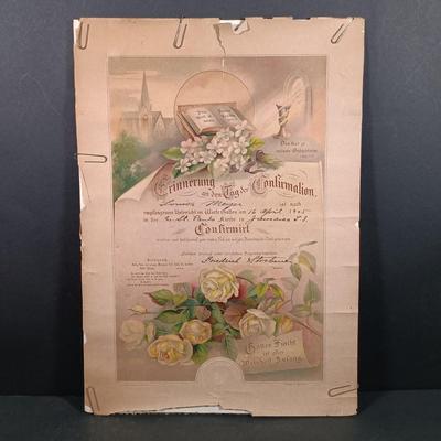 LOT 137: Antique German Marriage Certificate, Confirmation Certificate & More