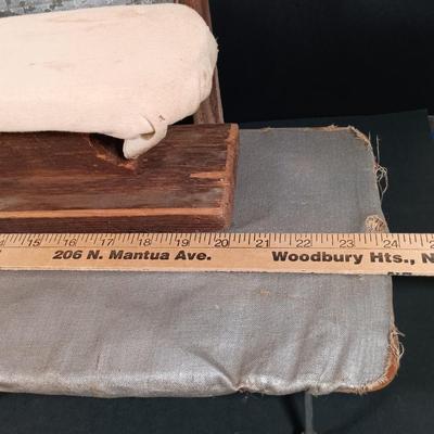 LOT 138: Antique Sad Irons, Metal Washboard, Miniature Ironing Board and Sleeve Ironing Board
