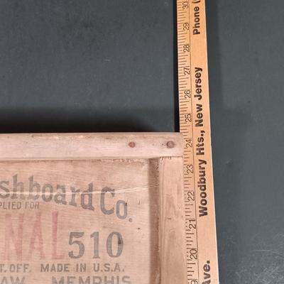LOT 138: Antique Sad Irons, Metal Washboard, Miniature Ironing Board and Sleeve Ironing Board
