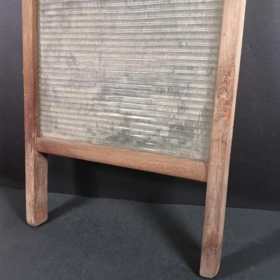 LOT 138: Antique Sad Irons, Metal Washboard, Miniature Ironing Board and Sleeve Ironing Board