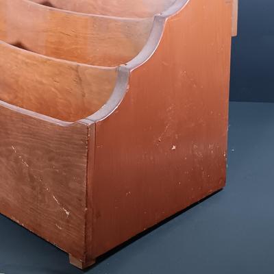 LOT 139: Wooden Magazine Rack with Vintage Travel Maps and Pamphlets