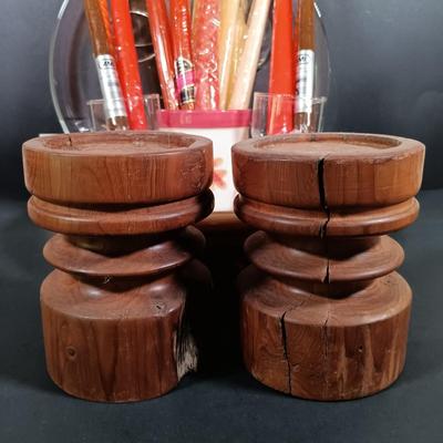 LOT 140: Fall Decor and More with Candles, Candle Holders, Ceramic Serving Bowl, Glass "leaf" Platter