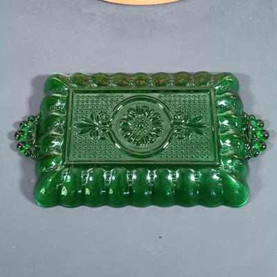 LOT 140: Fall Decor and More with Candles, Candle Holders, Ceramic Serving Bowl, Glass "leaf" Platter
