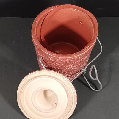 LOT 145: Vintage Milk Bottles, Spongeware Reco Crock, En Provence Rooster Canister & More