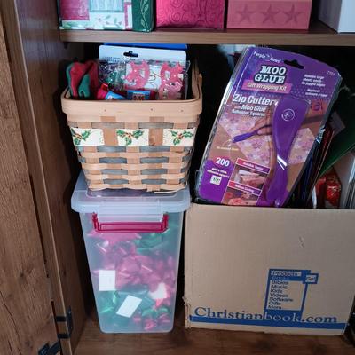LOT 153: Large Collection of Wrapping Paper, Gift Bags, Ribbons & More