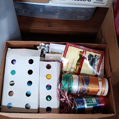 LOT 153: Large Collection of Wrapping Paper, Gift Bags, Ribbons & More