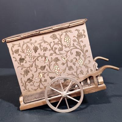LOT 156: Thorens Swiss Engraved Metal Organ Grinder Music Box