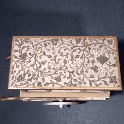 LOT 156: Thorens Swiss Engraved Metal Organ Grinder Music Box