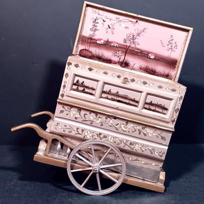 LOT 156: Thorens Swiss Engraved Metal Organ Grinder Music Box