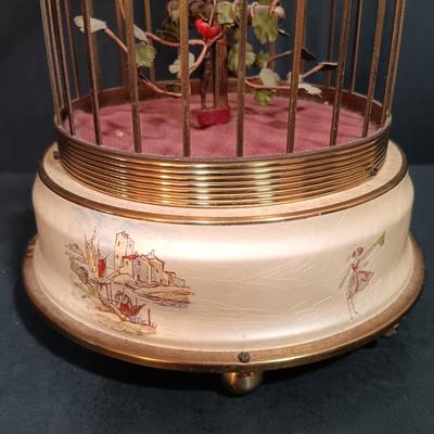 LOT 157: Vintage Mechanical Musical Wood Card Holder with a German Made Singing Bird Music Box