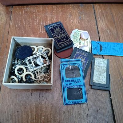 LOT 158: Vintage Strømmen Accordion Sewing Box with Sewing Notions & More