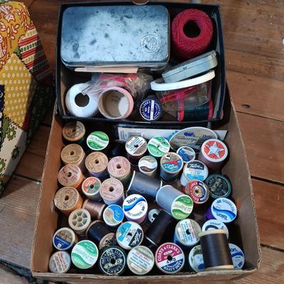 LOT 160: Vintage Husqvarna Viking Sewing Machine, Sewing Table, Sewing Notions & More