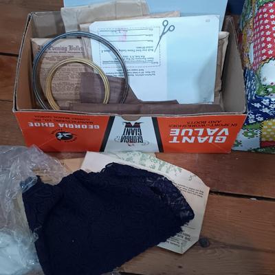 LOT 160: Vintage Husqvarna Viking Sewing Machine, Sewing Table, Sewing Notions & More