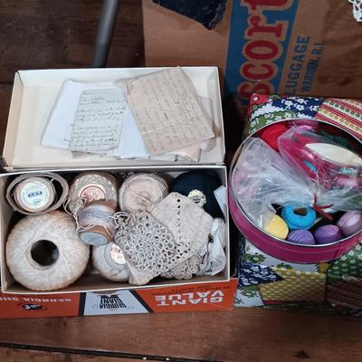 LOT 160: Vintage Husqvarna Viking Sewing Machine, Sewing Table, Sewing Notions & More