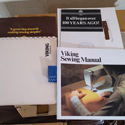 LOT 160: Vintage Husqvarna Viking Sewing Machine, Sewing Table, Sewing Notions & More