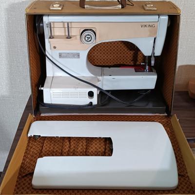 LOT 160: Vintage Husqvarna Viking Sewing Machine, Sewing Table, Sewing Notions & More