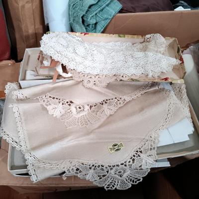 LOT 162: Large Collection of Vintage Fabric Remnants, Bolts of Upholstery and Pleather Fabric, Ribbons, Patterns & More