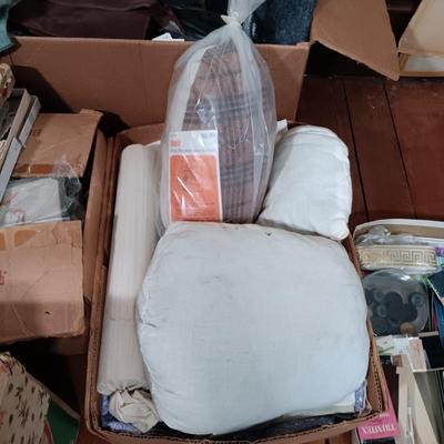 LOT 162: Large Collection of Vintage Fabric Remnants, Bolts of Upholstery and Pleather Fabric, Ribbons, Patterns & More