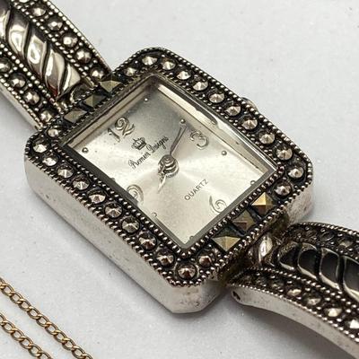 LOT 163: Jewelry Collection - Premier Designs Watch, Pendant Necklaces, Tri-Color Braided Chain, Sarah Coventry Gold Filled and More