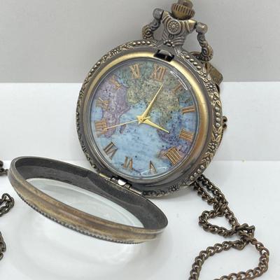 LOT 164: Pendant Watch and Necklaces, Gold Filled Chain and Vintage Red Stone Buttons