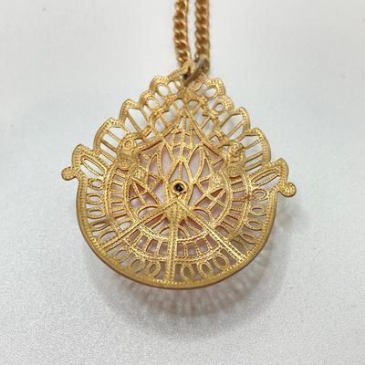 LOT 164: Pendant Watch and Necklaces, Gold Filled Chain and Vintage Red Stone Buttons