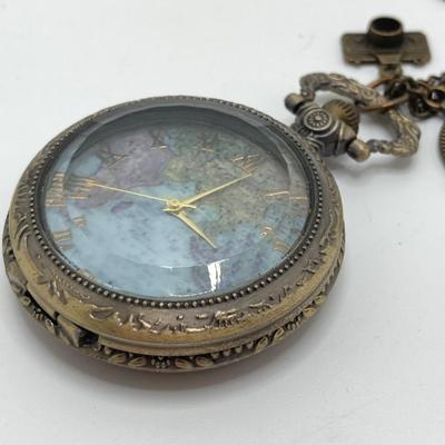 LOT 164: Pendant Watch and Necklaces, Gold Filled Chain and Vintage Red Stone Buttons