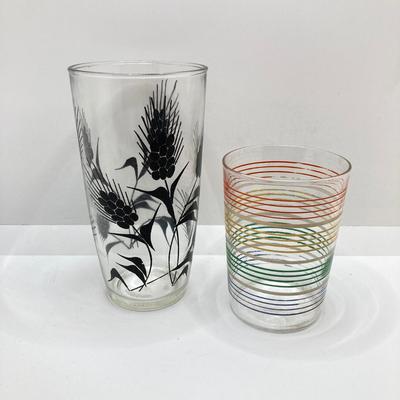 LOT 166: Vintage Glasses - Juice Pitcher, Juicer with Collection of Drinking Glasses