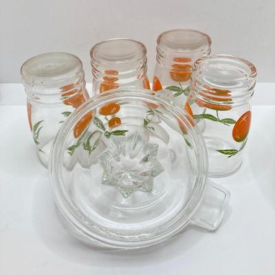 LOT 166: Vintage Glasses - Juice Pitcher, Juicer with Collection of Drinking Glasses