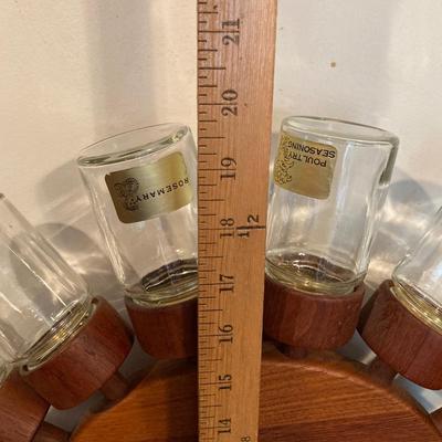 LOT 168: Mid-Century Modern Rotating Wood / Glass 16 Spice Wheel
