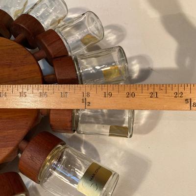 LOT 168: Mid-Century Modern Rotating Wood / Glass 16 Spice Wheel