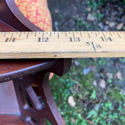 LOT 170: Carved and Upholstered Victorian Chair with Mirrored / Wood Corner Shelf