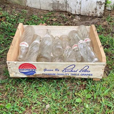 LOT 171: Wood Crate with Collection of Vintage Glass Pepsi Bottles