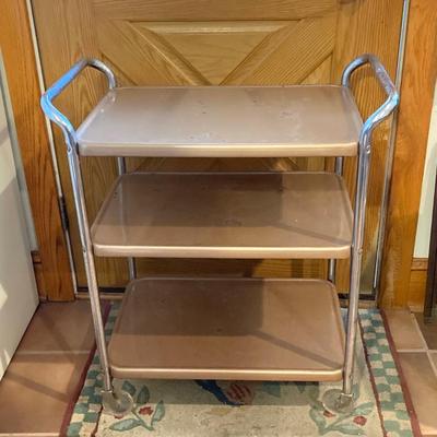 LOT 172: Rolling Metal Cart with Canning Supplies and Books