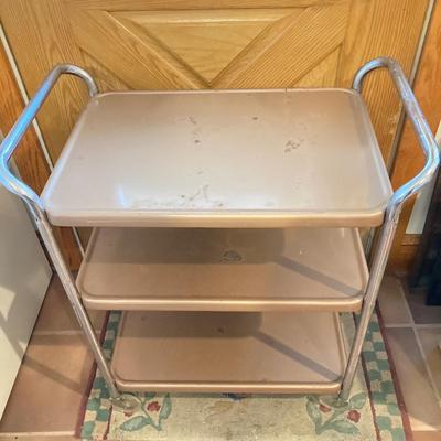 LOT 172: Rolling Metal Cart with Canning Supplies and Books