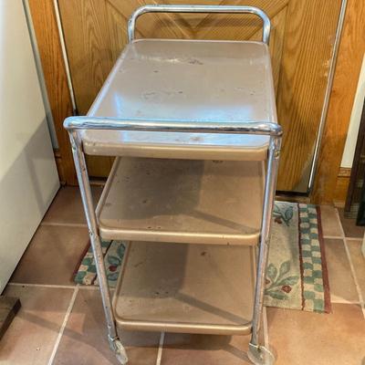 LOT 172: Rolling Metal Cart with Canning Supplies and Books