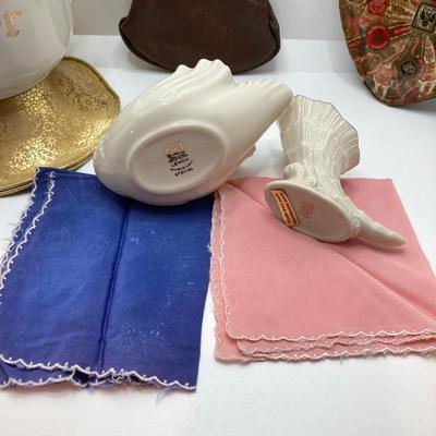 LOT 175: Antique / Vintage Ladies' Collection - Beautiful Heart Shaped Trinket Dish, Lenox China Swan / Cornucopia, USN Navy...