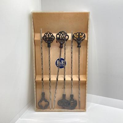 LOT 179: Vintage Metawa Holland Pewter Goblets, Metal Skewers, Framed Artwork "The House by the Side of the Road", Mini...