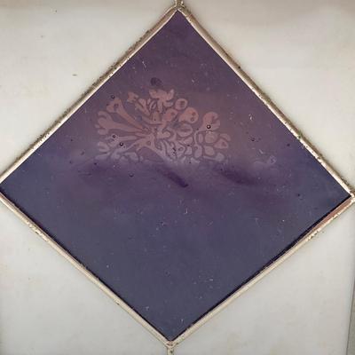 LOT 180: Stained Glass Lantern Candle Holder, Hydrangea Yankee Candle, "Little Kitchen" Framed Artwork and Decorative Storage /...
