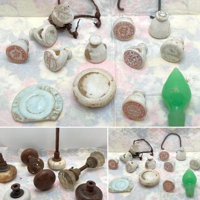 LOT 181: Collection of Antique Bottle Tops, Door Knobs and More