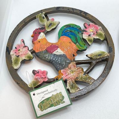 LOT 182: Large Decorative Rooster / Hen Collection - Cast Iron, Party-Lite and More