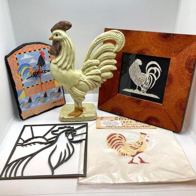 LOT 182: Large Decorative Rooster / Hen Collection - Cast Iron, Party-Lite and More