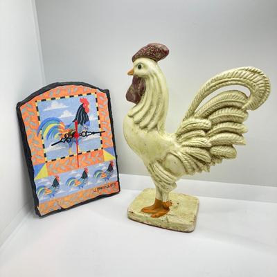 LOT 182: Large Decorative Rooster / Hen Collection - Cast Iron, Party-Lite and More