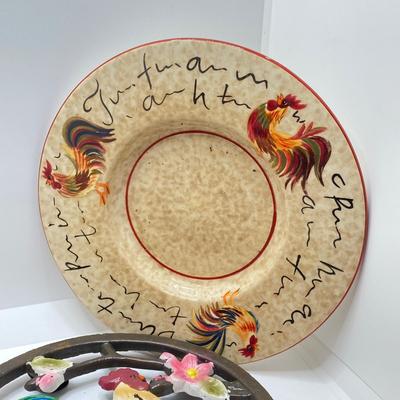 LOT 182: Large Decorative Rooster / Hen Collection - Cast Iron, Party-Lite and More